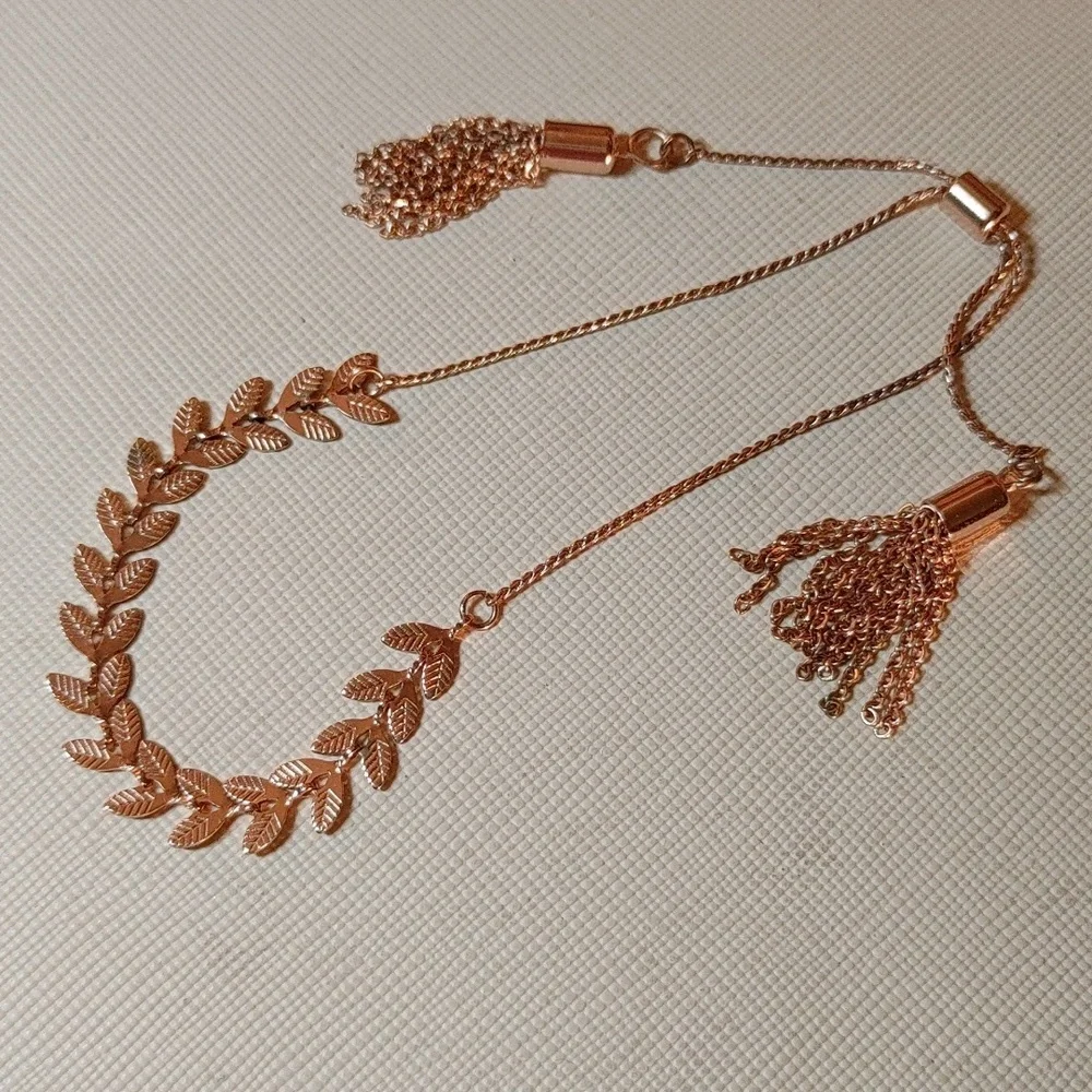 Rose Gold Adjustable Slider Chain Leaf Bracelet